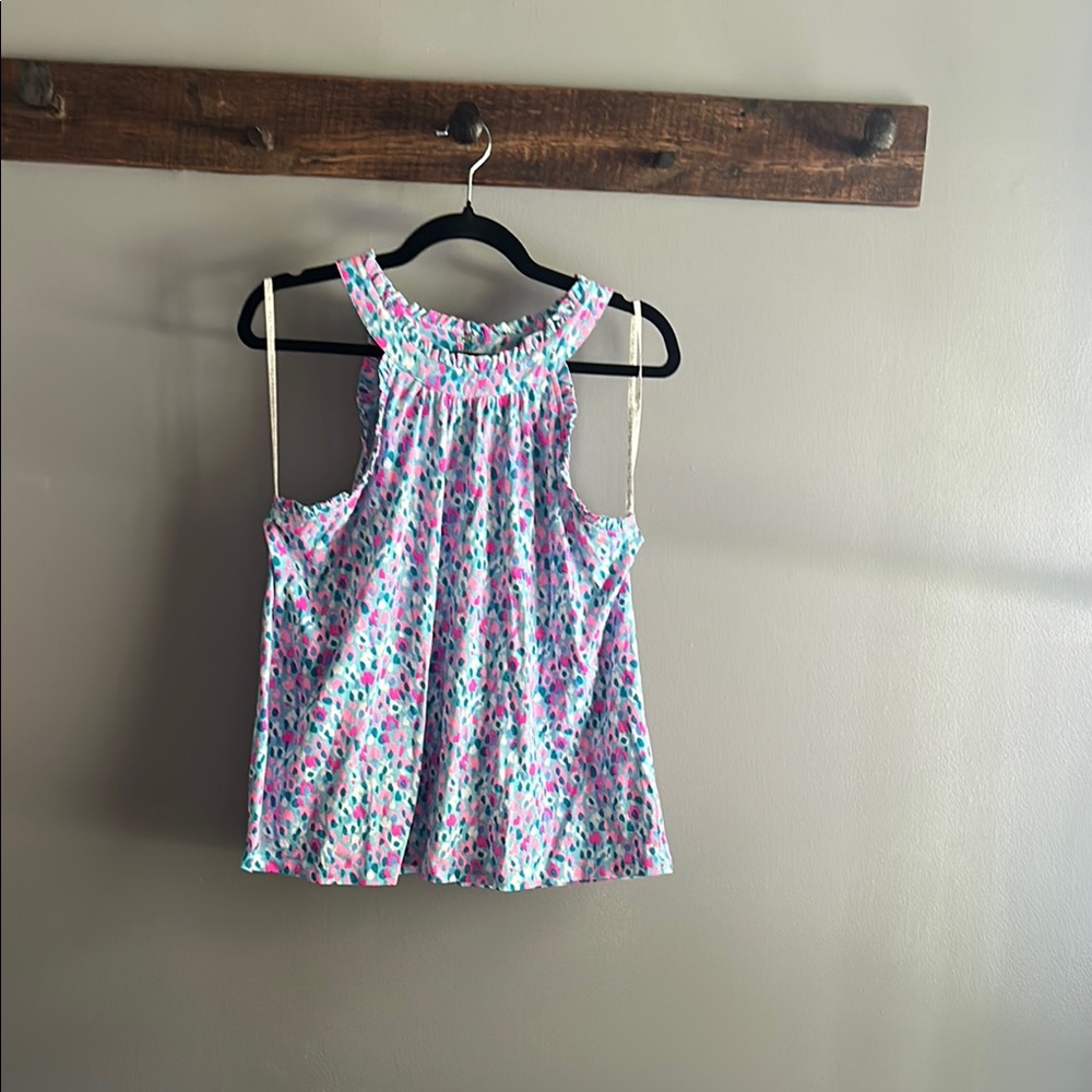 Lilly Pulitzer Pink and Blue Floral Tank Top with A-Line Silhouette